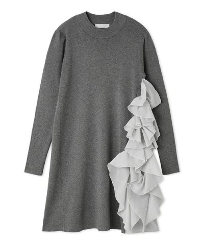 ラッフルデザインドッキングニットワンピ