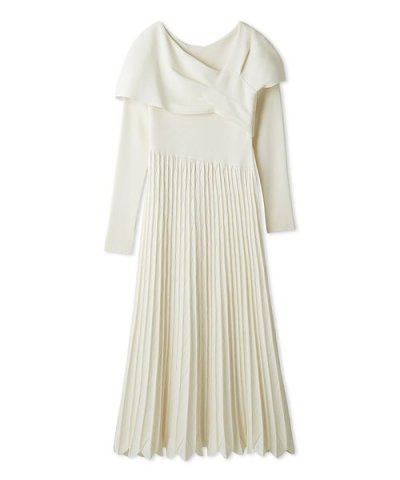 アシメオフショルニットワンピース