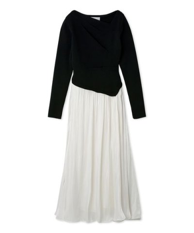 アシメネックニットドッキングワンピース