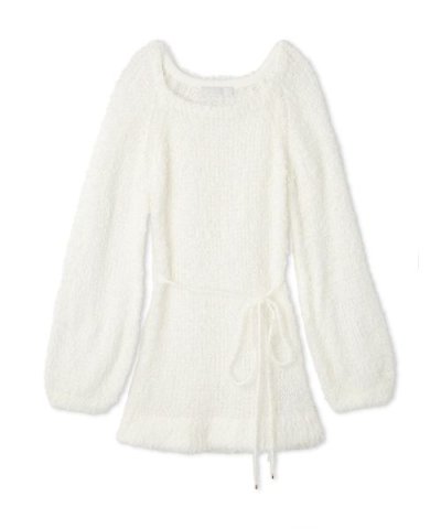 リボン付きフラッフィーニットプルオーバー