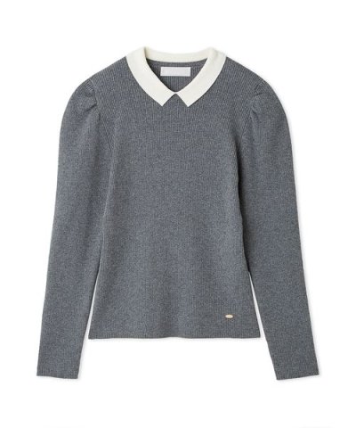 カシミア混襟付きニット