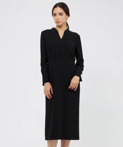 コンパクトダブルクロス Vネックワンピース