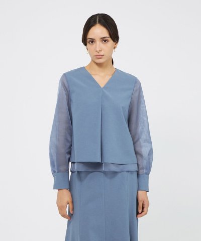 ハイツイストクレープ Aラインブラウス