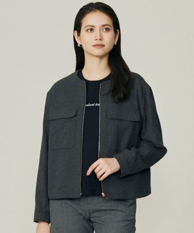 【17号サイズまで展開・洗える】ライトブッチャーノーカラー ブルゾン