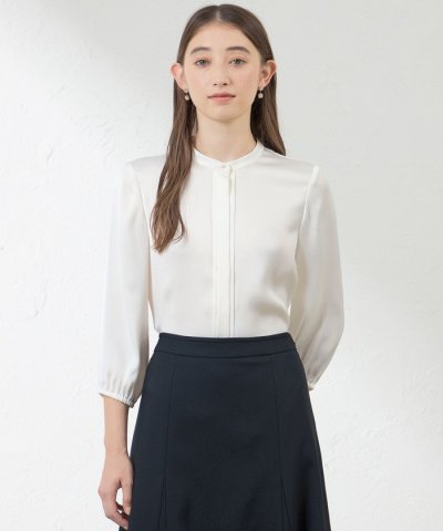 ブライトストレッチフロントタックブラウス