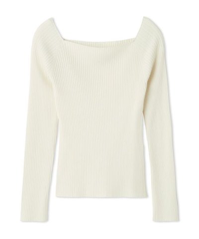 オフショルデコルテリブニット／ウォッシャブル