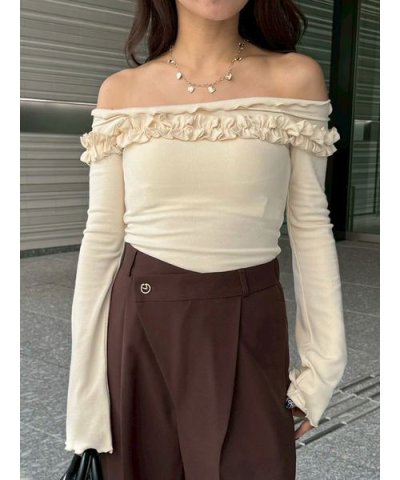 オフショルダーメロウフリルトップス