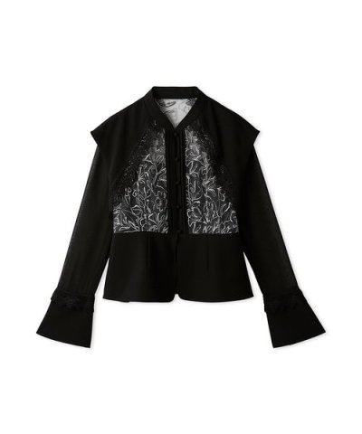 エンブロイダリースイッチングブラウス