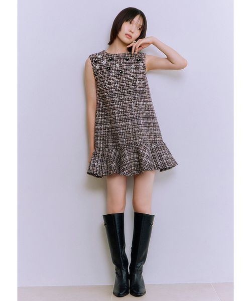 L.B CANDY STOCK Aラインビジューミニワンピース L.B CANDY STOCK]Aラインビジューミニワンピース(ドレス