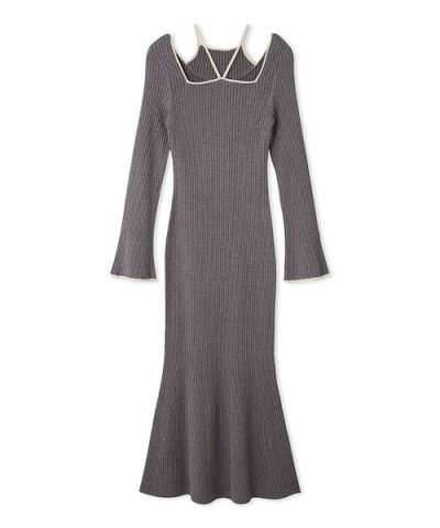 デコルテデザインラメニット2wayワンピース