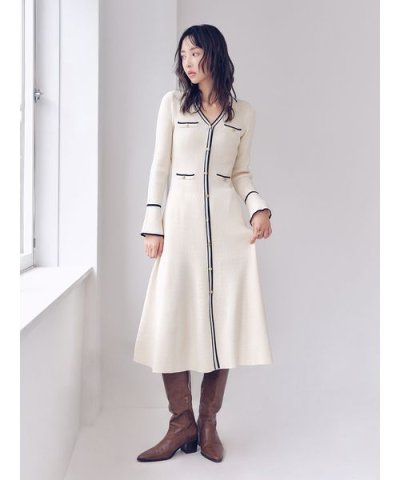 スキッパーポロニットワンピース