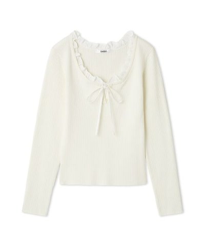 【WEB限定カラーあり】フリルドッキングニットプルオーバー
