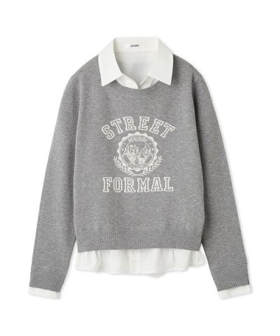 シャツドッキングジャガードニットプルオーバー