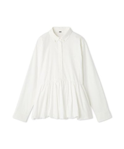 釦ダウン裾バルーンペプラムシャツ