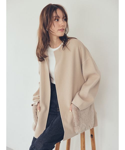 MilaOwen 2WAYファーポケットリバーコート WEB限定カラー】2wayファーポケットリバーコート(508487929)｜阪急