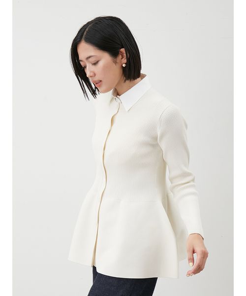 overE ペプラムニットトップス：ボルドー　90 後2段 ペプラム ニット プルオーバー Liala×PG 全7色｜lpg431