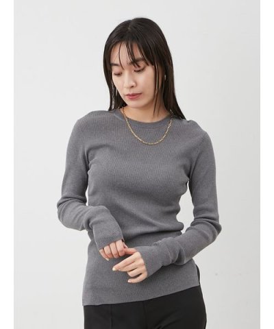 シアーラメクルーネックニットプルオーバー