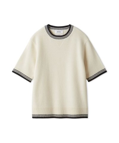 配色ラインミドルゲージハーフスリーブニット