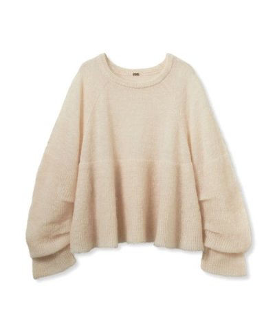 モヘア混タックスリーブペプラムニットプルオーバー