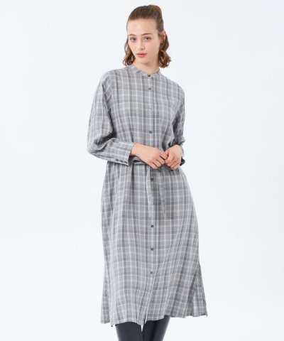 タックスリーブチェックシャツドレス