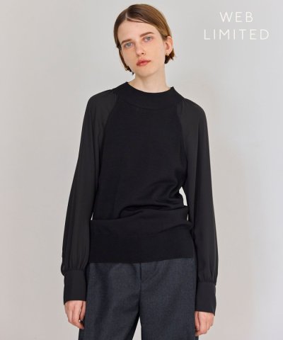【WEB限定・洗える】LECERF / 異素材ドッキングストレッチニット