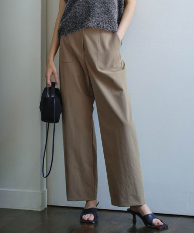 【洗える】ストレッチピーチツイル バレルパンツ