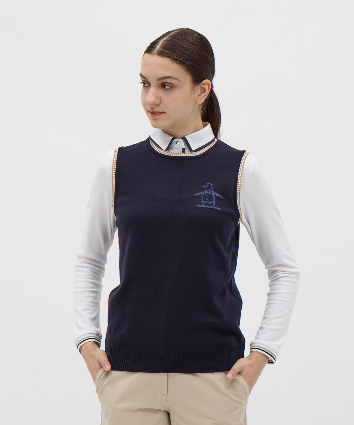 Munsingwear(ings) マンシングウェア Munsingwear ペンギン柄インターシャニットベスト ネイビー M Munsingwear(ings) マンシングウェア Munsingwear ペンギン柄インターシャニットベスト ネイビー M