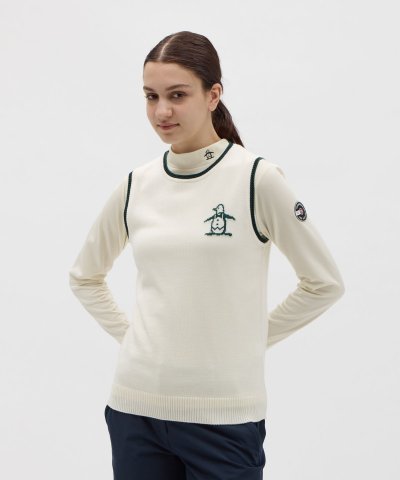 マンシングウェア Munsingwear ペンギン柄インターシャニットベスト