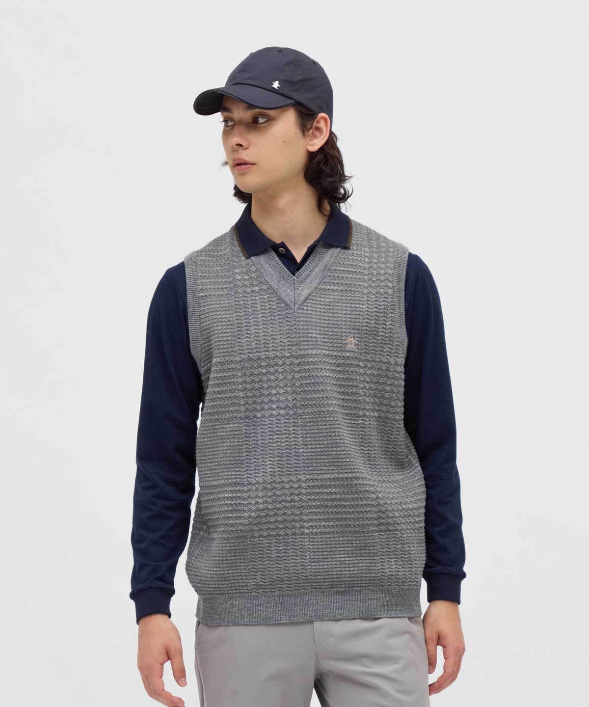 マンシングウェア Munsingwear グレンチェックVネックニット