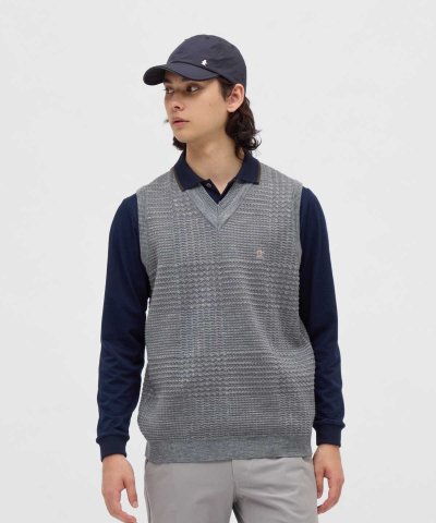 マンシングウェア Munsingwear グレンチェックVネックニットベスト