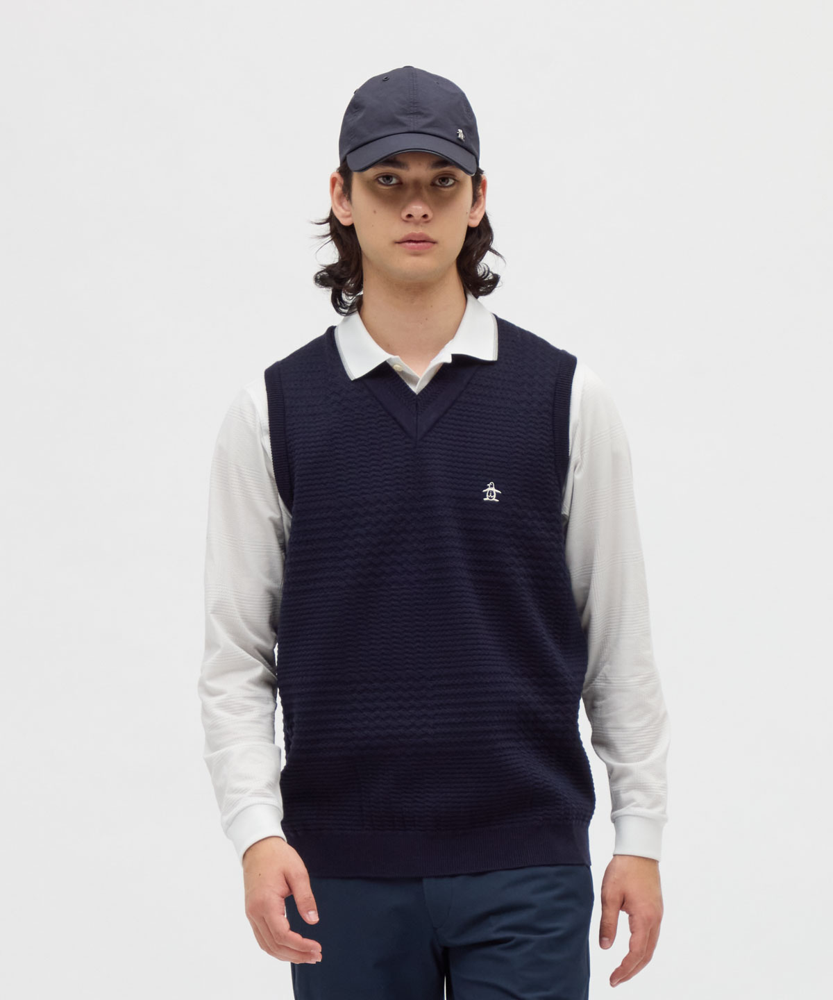 Munsingwear(ings) マンシングウェア Munsingwear グレンチェックVネックニットベスト ネイビー LL Munsingwear(ings) マンシングウェア Munsingwear グレンチェックVネックニットベスト ネイビー LL