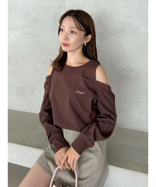FRAYI. D 【FRAY I. D|Champion】オフショルロングTシャツ BRW F FRAYI. D 【FRAY I. D|Champion】オフショルロングTシャツ BRW F