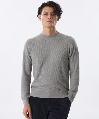 ミニマルモックネックニット