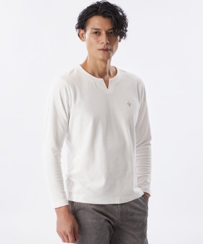 ベロアジャージーキーネックカットソー