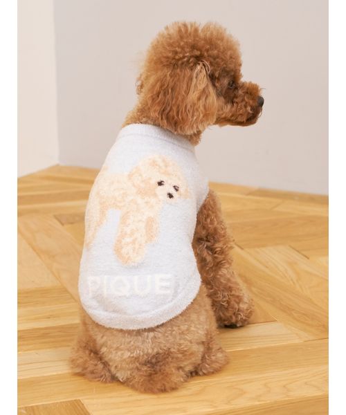 GELATOPIQUECAT & DOG 【CAT & DOG】スムーズィートイプードル柄ジャガードプルオーバー BLU M GELATOPIQUECAT & DOG 【CAT & DOG】スムーズィートイプードル柄ジャガードプルオーバー BLU M