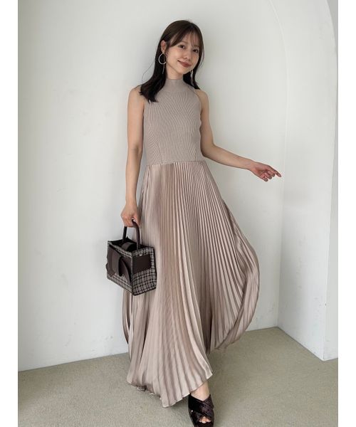 FRAYI. D ニットドッキングプリーツワンピース BEG 1 FRAYI. D ニットドッキングプリーツワンピース BEG 1