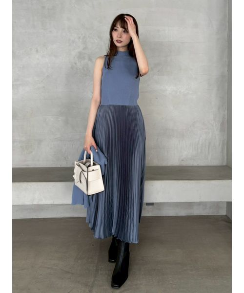 FRAYI. D ニットドッキングプリーツワンピース BLU 0 FRAYI. D ニットドッキングプリーツワンピース BLU 0