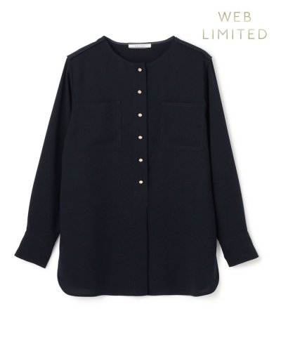 【WEB限定・洗える】CLARION / ゴールド釦クルーネックブラウス