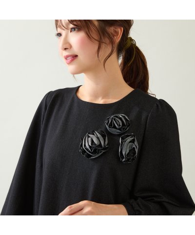 ローズティアラ RoseTiara 【伸縮性◎】巻きバラニットデニムチュニック