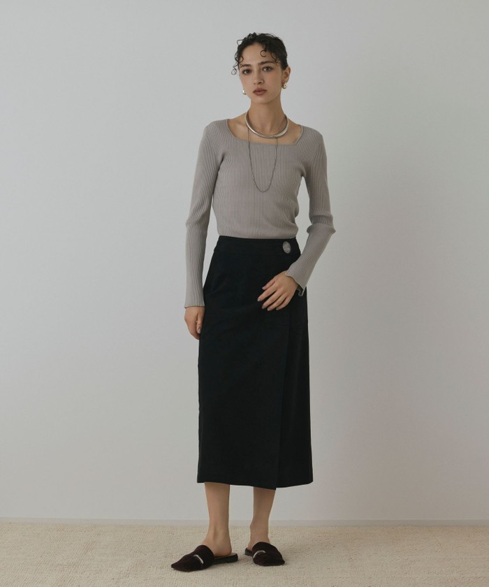 GRACECONTINENTAL ハイゲージリブニットトップ グレー 36 GRACECONTINENTAL ハイゲージリブニットトップ グレー 36