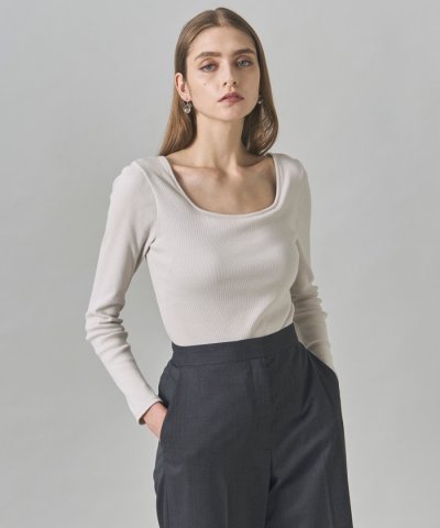 【洗える】【OUR WACOAL コラボ】カップイン スクエアネックロングTシャ