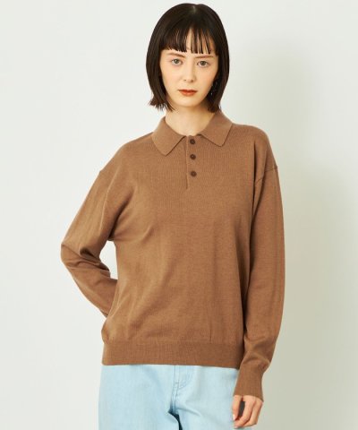 GREY LABEL コットンウールニットポロ