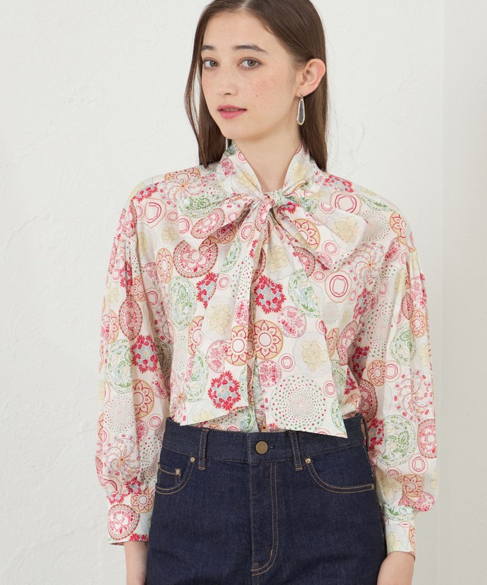 AMACA LIBERTY 襟付き半袖シャツ LIBERTY】TAFITIタナローン半袖ブラウス （シャツ・ブラウス