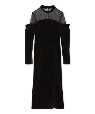 デコルテチュールベロアオフショルドレス