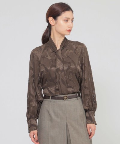 【ウォッシャブル】シフォンカットジャカード　ブラウス