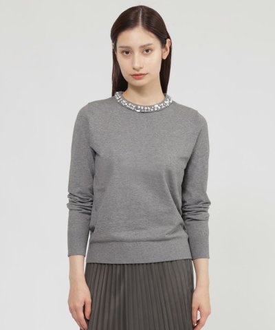 【eclat掲載】【ウォッシャブル】ビジューニット　プルオーバー
