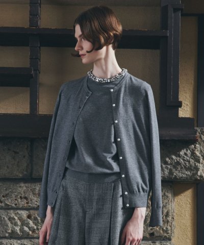 【Nikkei magazine掲載】【ウォッシャブル】ビジューニット　カーディ