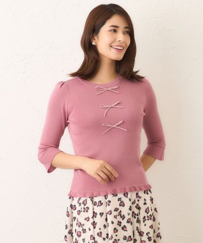 ビジュー＆リボン ニット