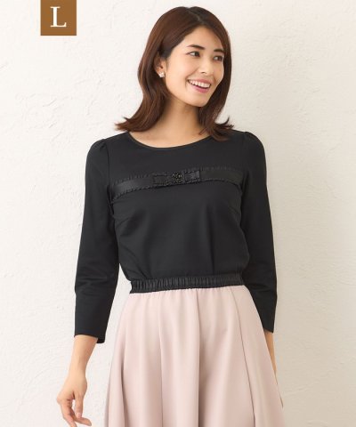 【L】リボンモチーフファンシーカットソー