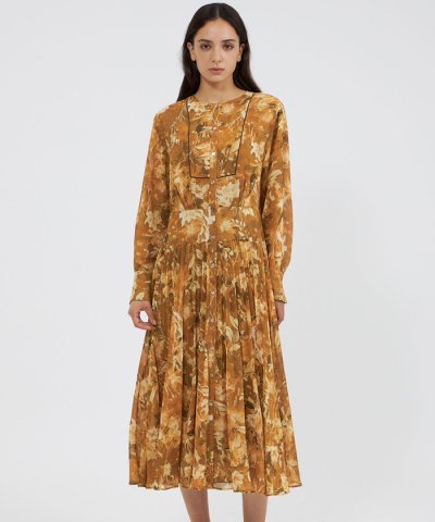 レイヤーフィオーレプリント プリーツドレス